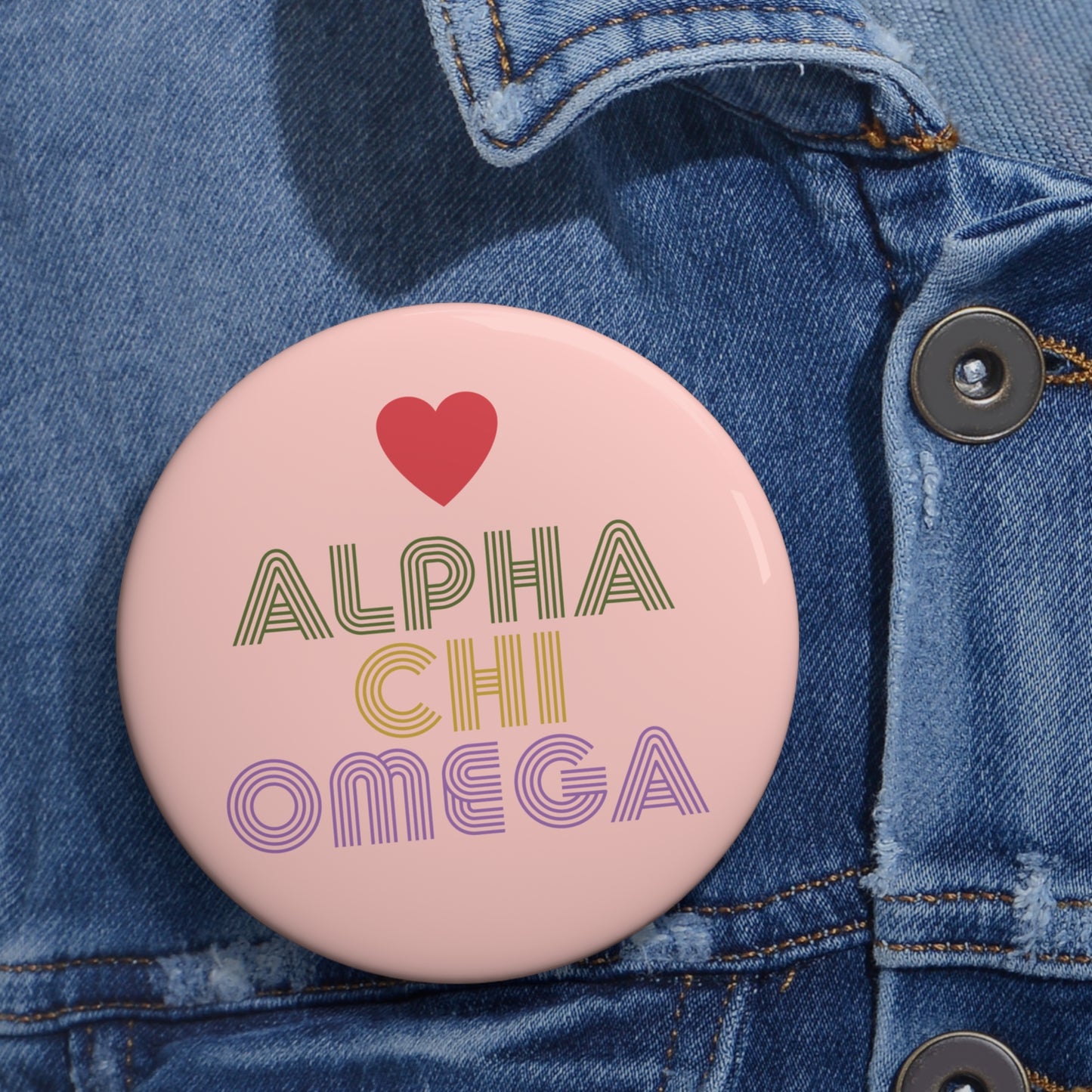 Alpha Chi Omega Retro Button