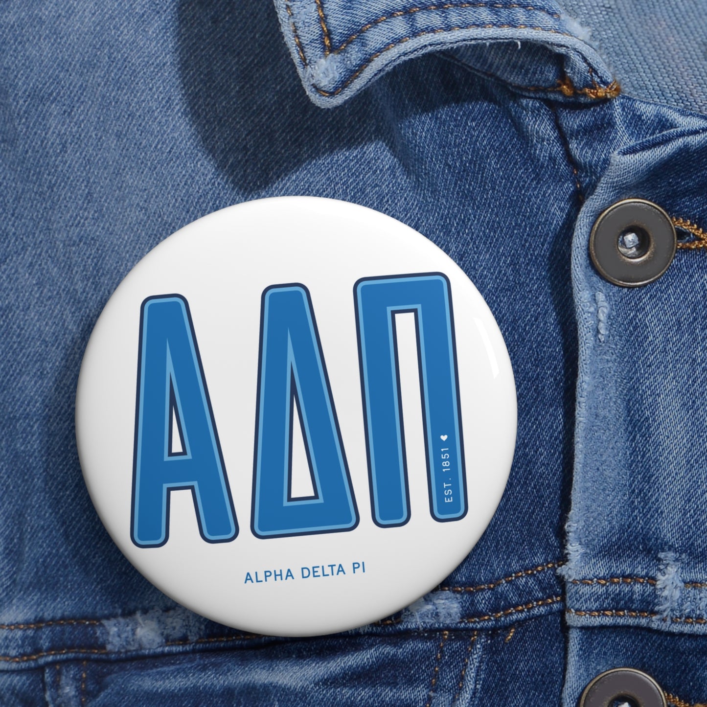 Alpha Delta Pi Big Letters Button